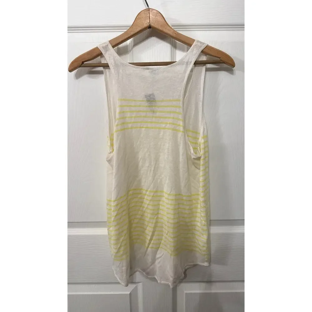 NWT Bela NYC Linen Blend Yellow & White Striped Tank, 3 (XS)